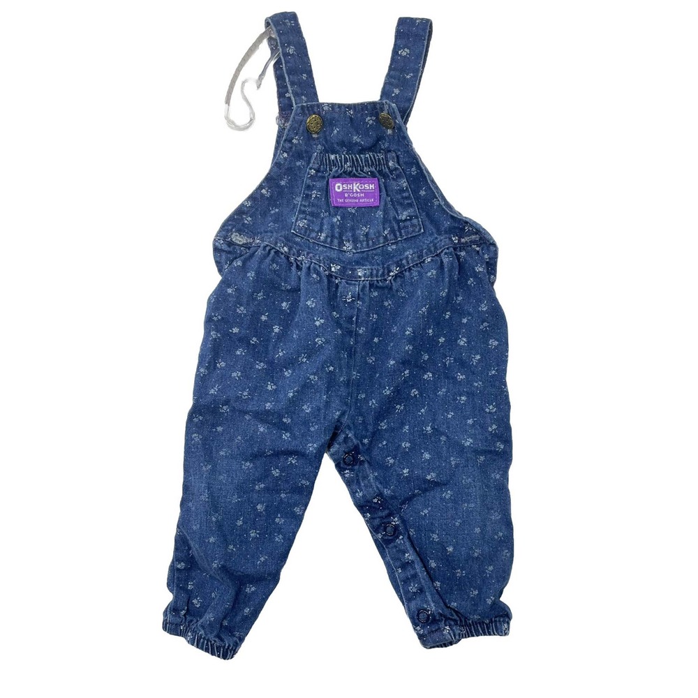 Vintage OshKosh B'gosh Denim Bubble Overalls Vestbak Bibs Size 12 months USA
